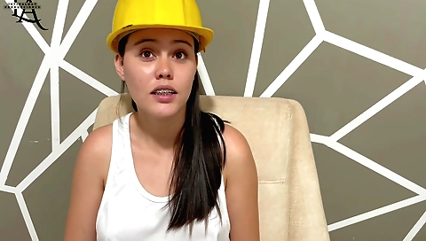 Brunette slut with a big juicy titty gets a dick in her mouth