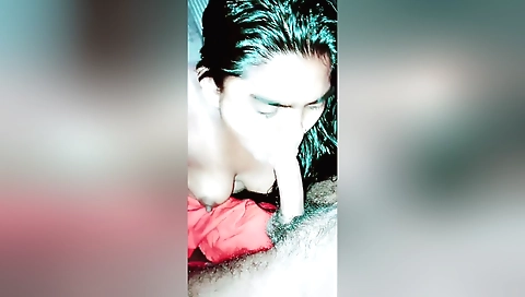 Amateur brunette with a great natural tits and a great deepthroat