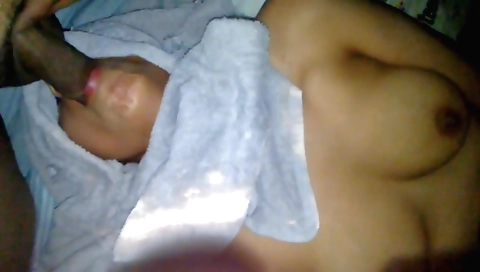 Indian brunette gets her mouth and pussy swathed in cum