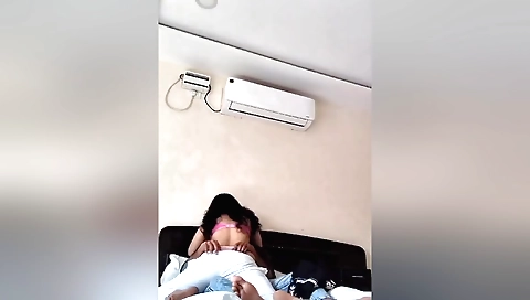 Amateur brunette babe with natural tits and a nice booty