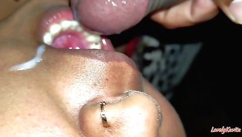 Amateur indian teen gets her mouth stuffed with cum