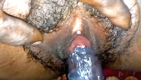 Hairy and kinky stepsister-in-law makes a mess of her pussy