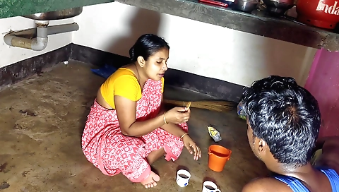 Indian brunette is making love to her partner in bedroom