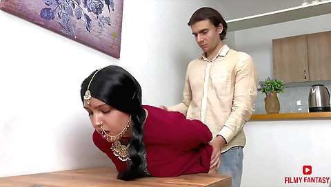 Indian teen 18+ with a big ass fucked by a big black cock