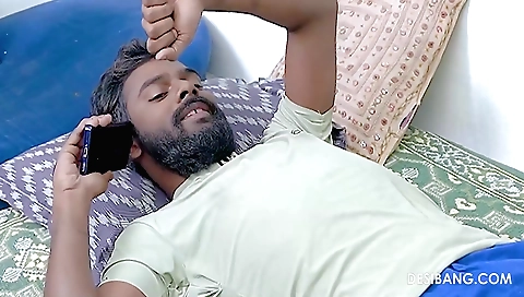 Indian girl in a hot and sexy pose getting her man in the mouth