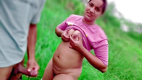 Sexy indian teen in her first time sex in the jungle