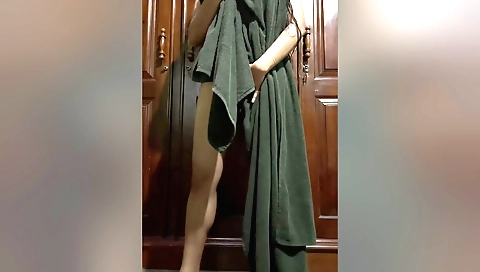 Stepsister teasing stepbrother in her sexy white dress