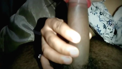 I'm on the bed and watching my wife's pussy in POV