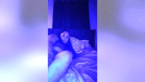 Chubby brunette in big boobs fucks herself on web camera