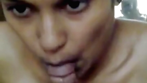 Indian girl gives him a blowjob and has it on her hairy pussy