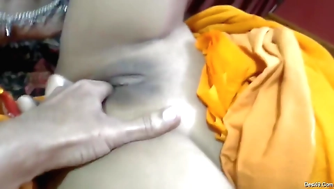 Indian wife in her amateur 360 video licking fingers