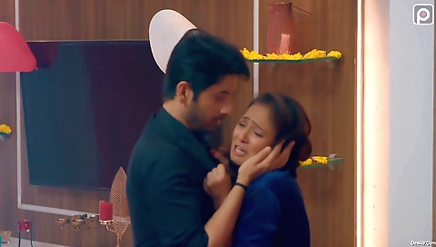 Hot brunette takes a young man and fucks her off in a threesome