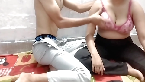 Big tits amateur brunette and her neighbor do things