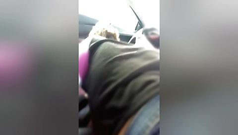 Brunette ebony slut in a pink dress gets fucked in a parking lot