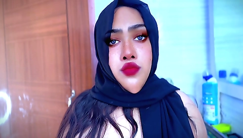 Chubby Indian girl enjoys a shower in the shower room