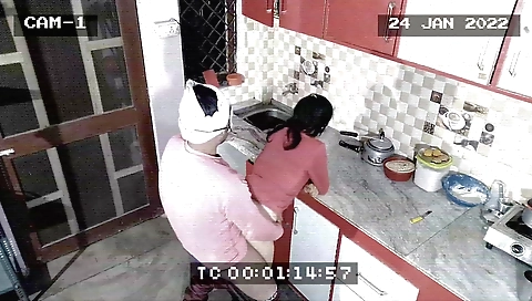 Busty teen caught in kitchen with her owner and maid