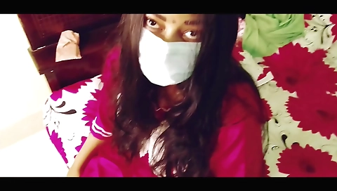 Indian brunette with small tits fucks in amateur porn video