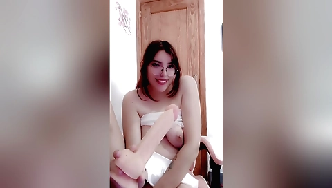 Horny brunette teen 18+ showing off her cute tits and pussy