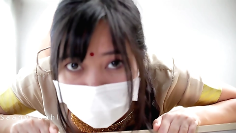 Brunette gets her pussy licked and fingered by a man