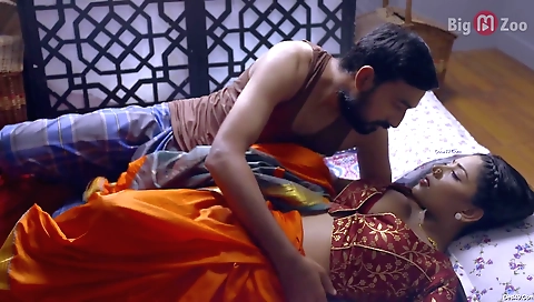 Brunette babe in a sexy outfit with a red dress and stockings