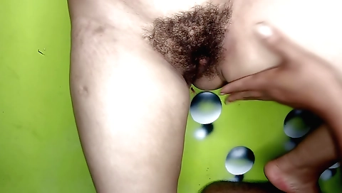 Indian hairy bhabi fucking a dick in a hairy pussy